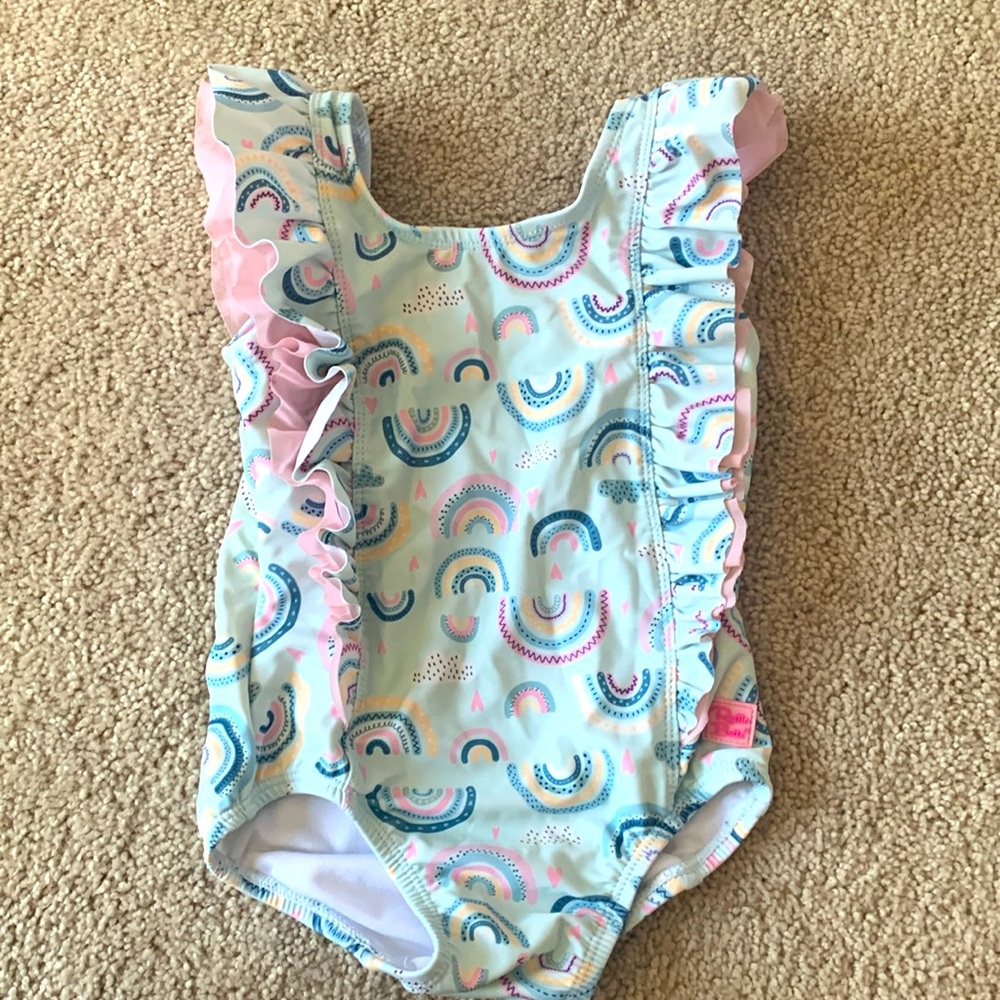 Ruffle butts one piece rainbow swimsuit